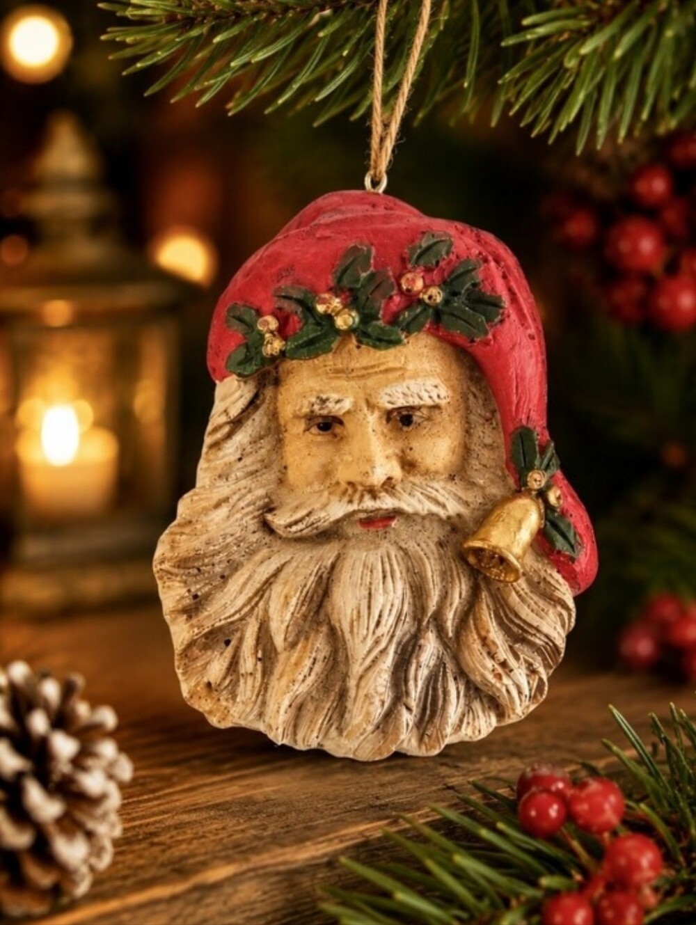 Vintage Victorian Santa Claus Face Ornament